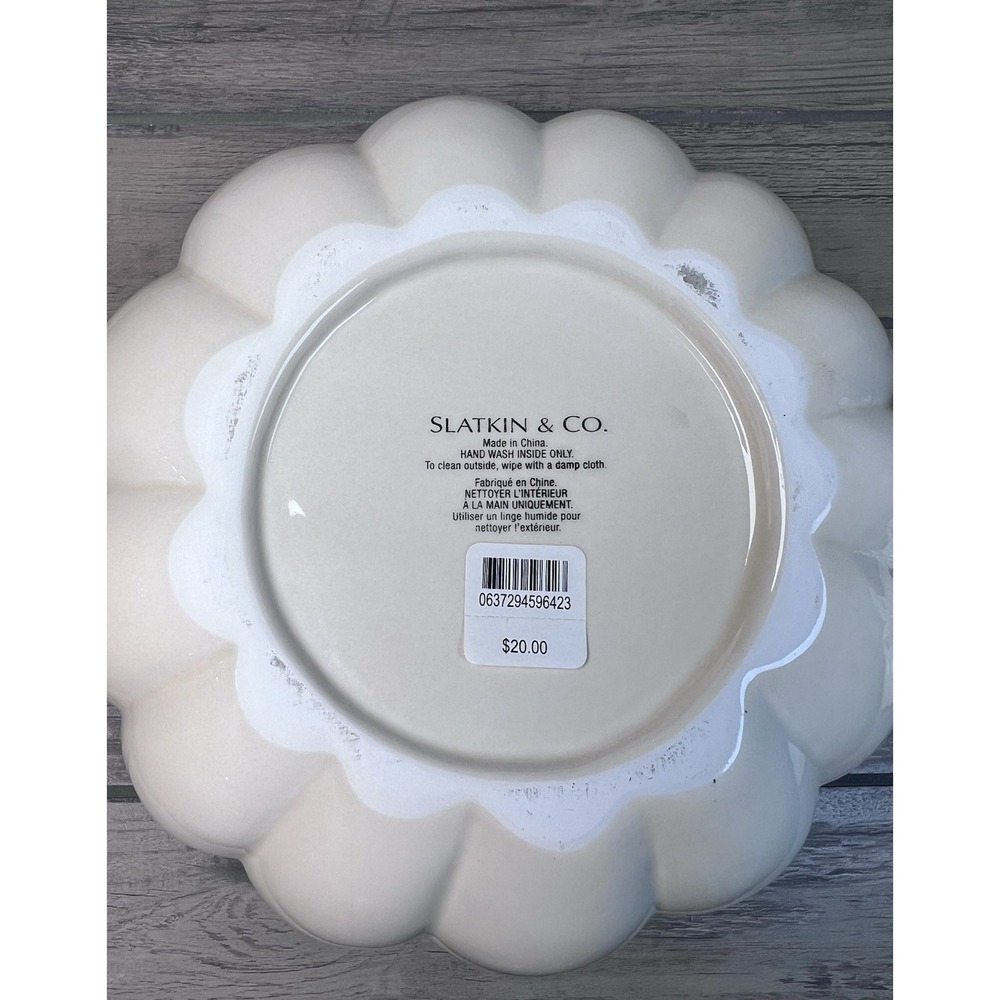 2009 Harry Slatkin Bath & Body White Ceramic Fall Pumpkin Cookie Jar Candy Dish - Picture 7 of 12